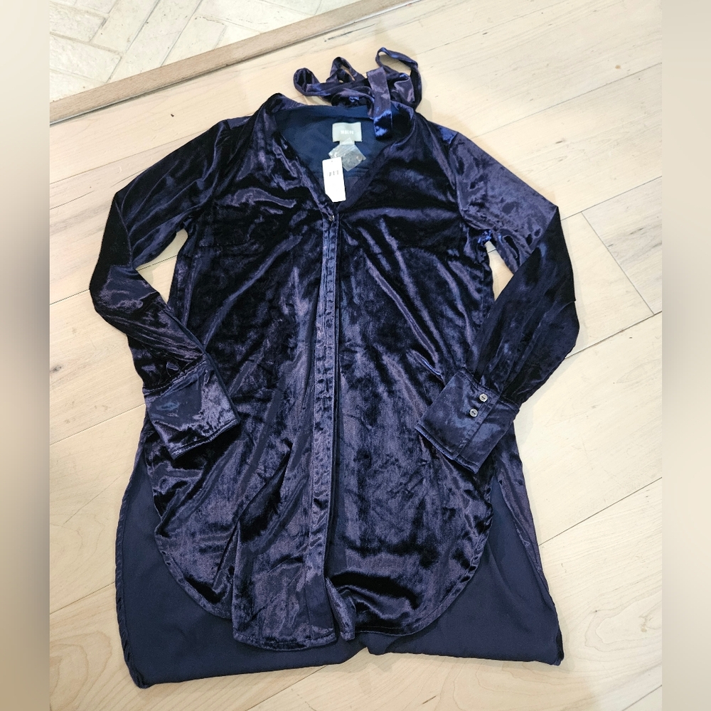 Maeve Midnight Blue Velvet Shirt